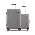 Grey hard-shell 2-piece suitcase set with 8 wheels and telescopic handle.