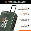 Green hard-shell suitcase with scratch-resistant finish and top handle