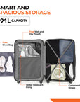 HRX by Hrithik Roshan Hard Body Set of 3 Luggage 8 Wheels - Force