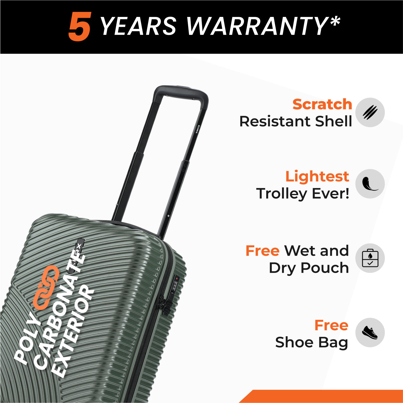 HRX by Hrithik Roshan Hard Body Set of 2 Luggage 8 Wheels - Glide