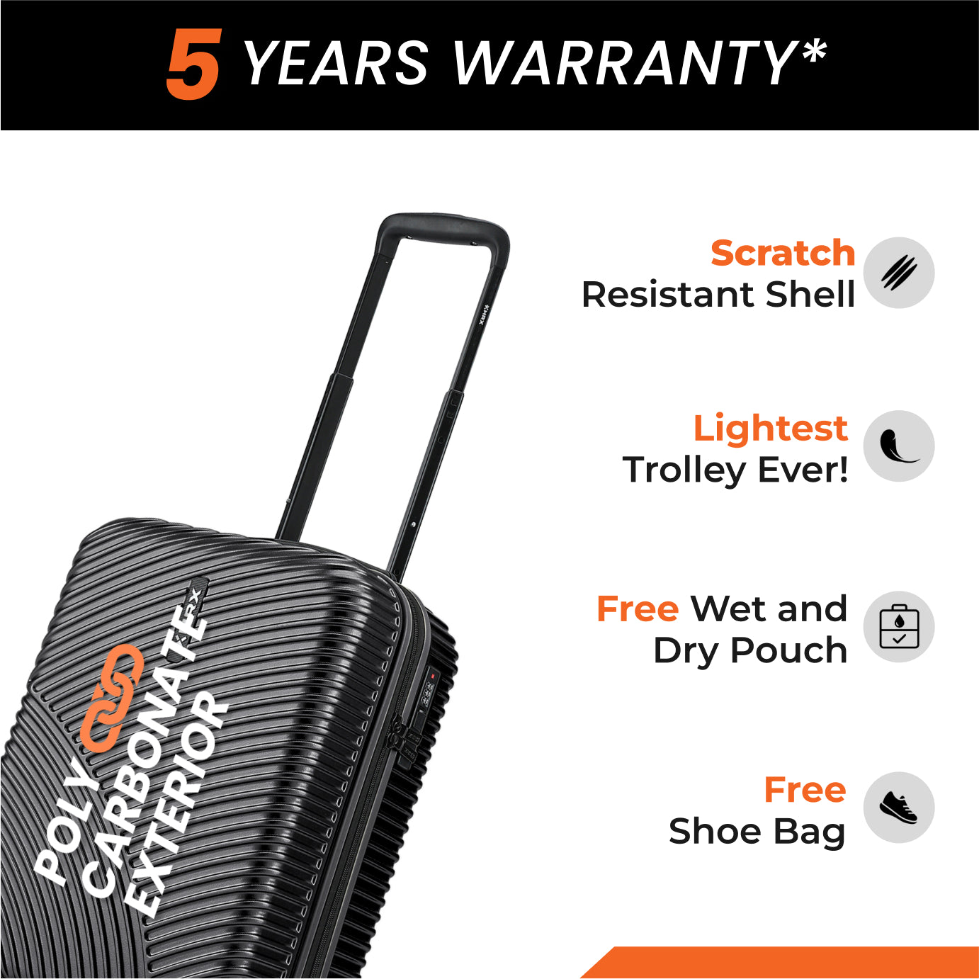 HRX by Hrithik Roshan Hard Body Set of 2 Luggage 8 Wheels - Glide