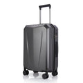 Dark grey hard-shell polycarbonate trolley suitcase with telescoping handle and wheels