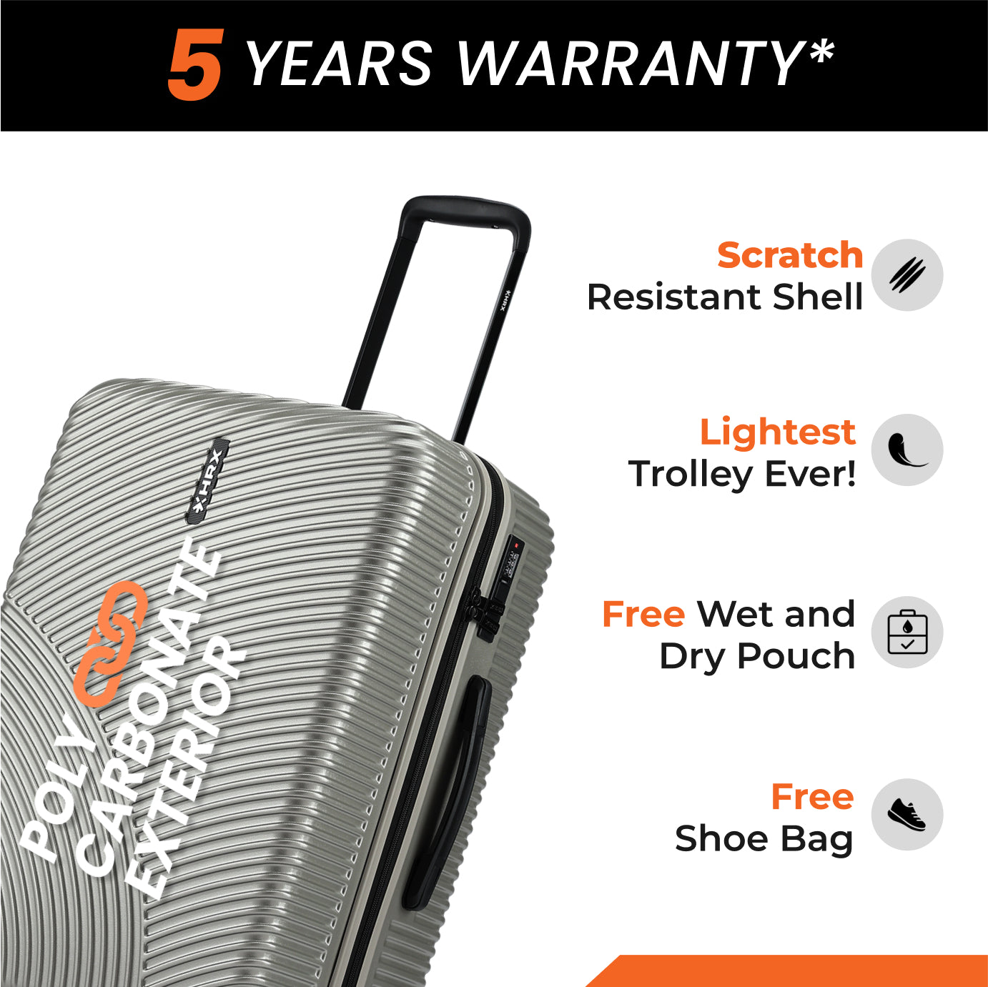 HRX by Hrithik Roshan Hard Body Set of 2 Luggage 8 Wheels - Glide