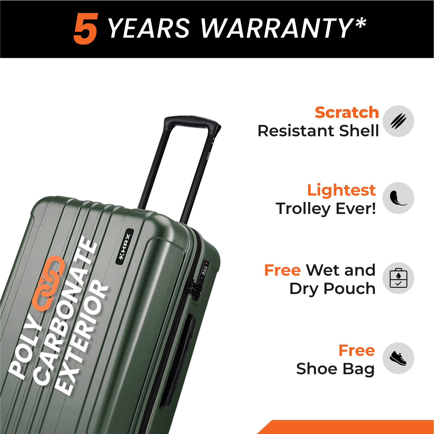 HRX by Hrithik Roshan Small Cabin Suitcase (56 cm) 8 Wheels - Force