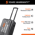 Dark grey cabin suitcase corner view with textured scratch-resistant shell design