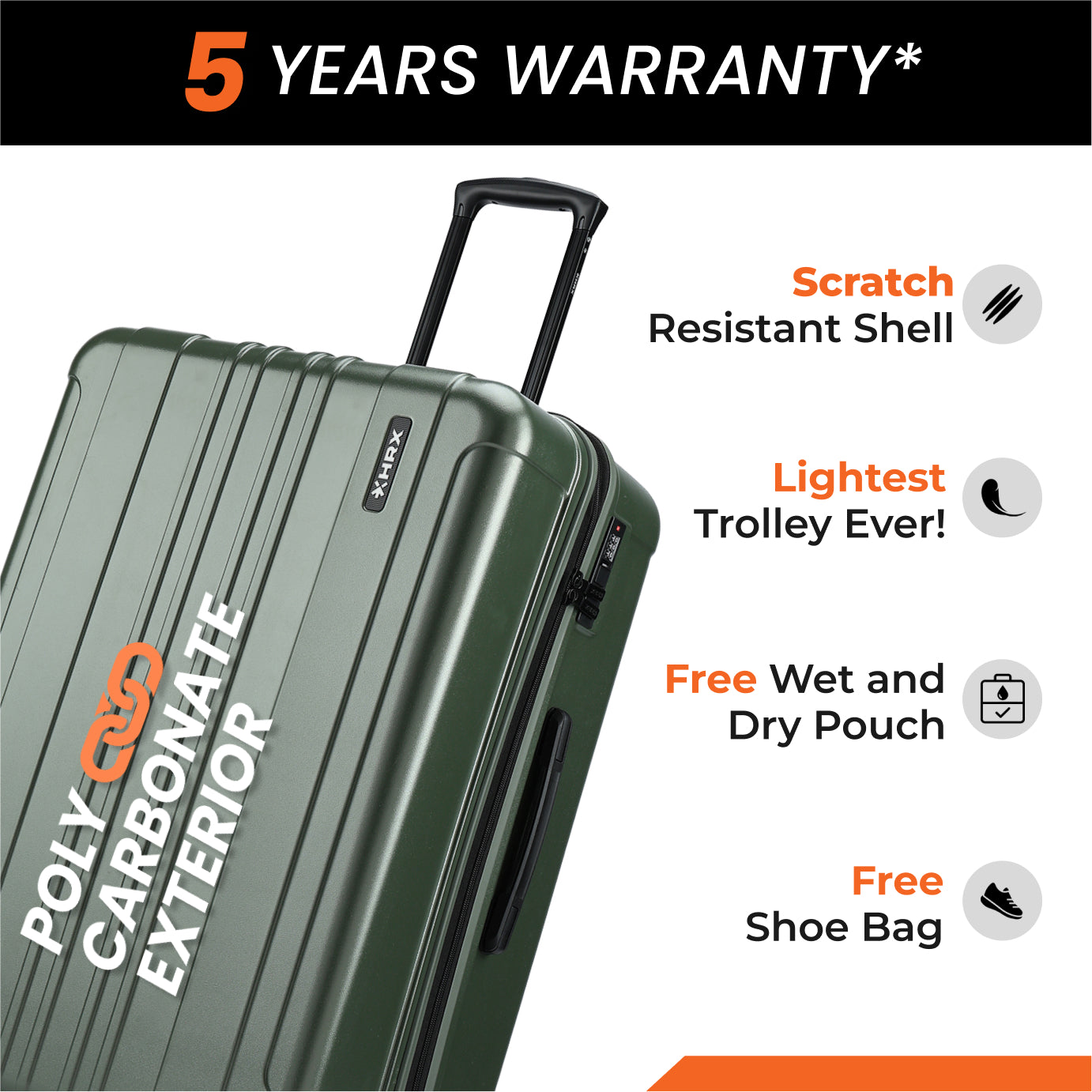 HRX by Hrithik Roshan Small Cabin Suitcase (56 cm) 8 Wheels - Force