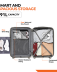 HRX by Hrithik Roshan Hard Body Set of 2 Luggage 8 Wheels - Force