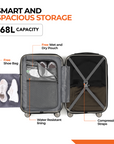 HRX by Hrithik Roshan Medium Check-in Suitcase (65 cm) 8 Wheels - Force