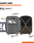 HRX by Hrithik Roshan Hard Body Set of 3 Luggage 8 Wheels - Force