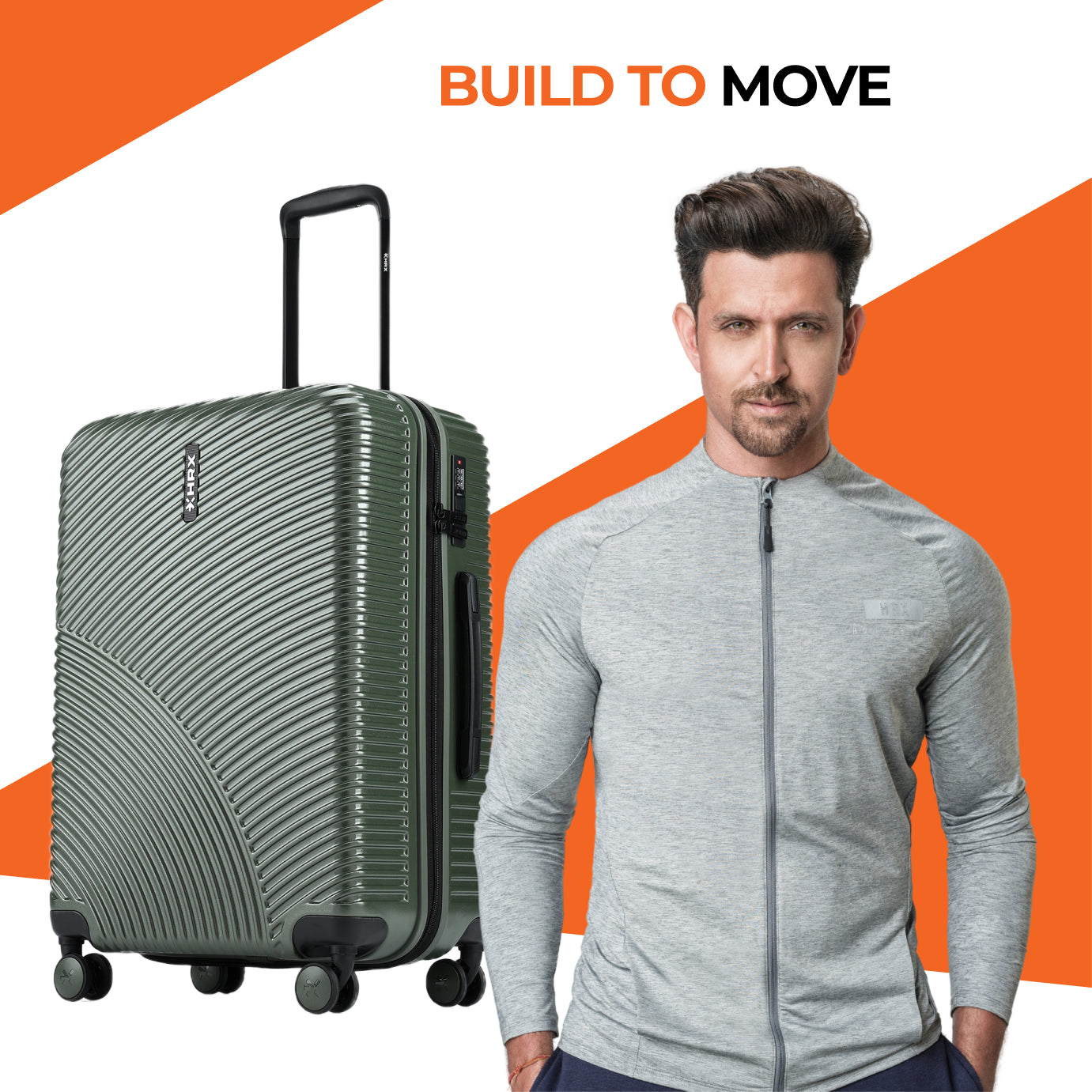 HRX by Hrithik Roshan Hard Body Set of 2 Luggage 8 Wheels - Glide