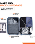 HRX by Hrithik Roshan Medium Check-in Suitcase (65 cm) 8 Wheels - Kyoto