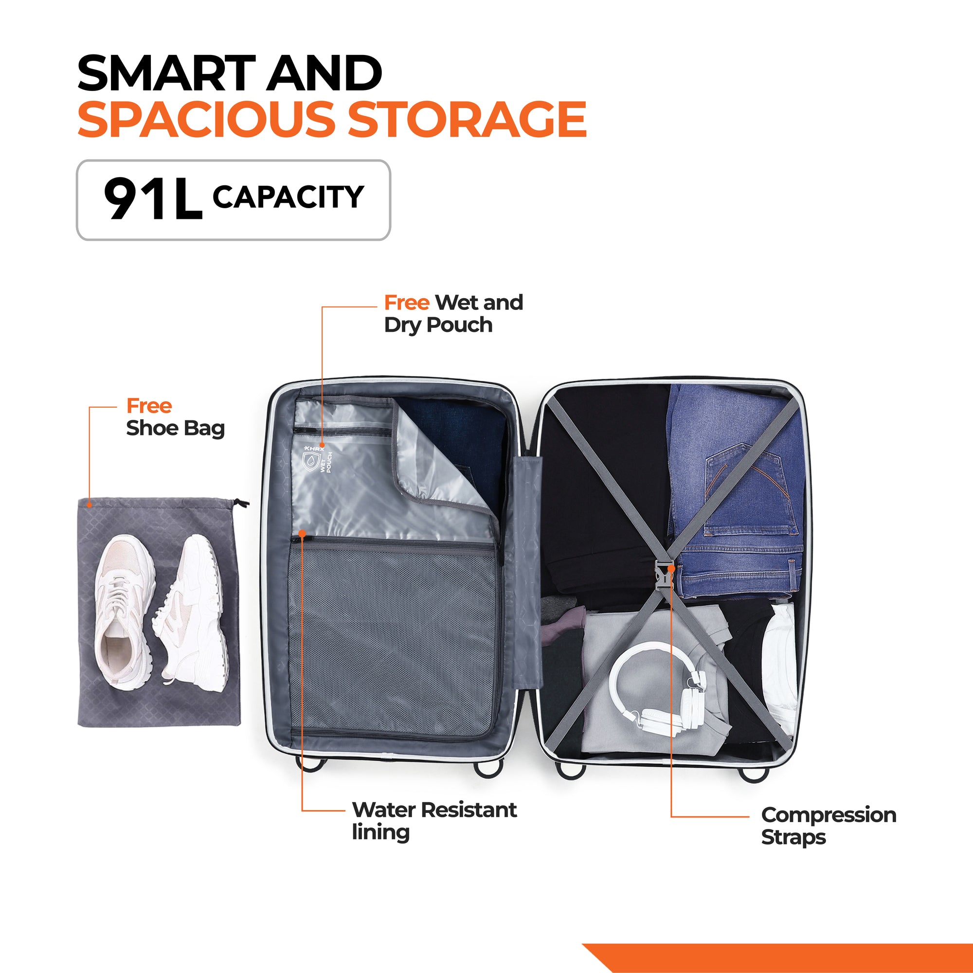HRX by Hrithik Roshan Medium Check-in Suitcase (65 cm) 8 Wheels - Kyoto