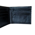 Black leather bi-fold wallet interior right side with card slots and Rare logo