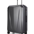 Hard-shell trolley suitcase in dark grey with molded panels and four spinner wheels