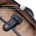 Leather-lined backpack interior with laptop sleeve and card holder