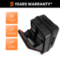 Black trolley suitcase opened to show padded sections for laptop storage