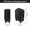 Black polycarbonate cabin trolley, 57 cm height and compact 25 cm base width