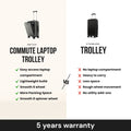 Dark grey commute laptop trolley with smooth 8-spinner wheel system