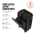 Black cabin laptop trolley open front compartment with laptop sleeve and wheels
