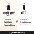 Black cabin laptop trolley with telescopic handle and smooth spinner wheels