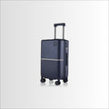 Dark blue hard-shell trolley suitcase with telescopic handle and four spinner wheels