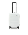 White small cabin suitcase with telescopic handle and wheeled base