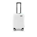 White small cabin suitcase with telescopic handle and wheeled base