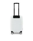 White small cabin suitcase back view with telescopic handle and wheels