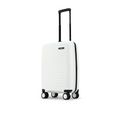 White small cabin suitcase with telescopic handle and multi-direction wheels
