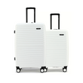 2-piece hard shell luggage set, white, with telescopic handles and 8 spinner wheels