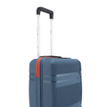 Small cabin suitcase in blue with telescopic handle and orange side accent stripe