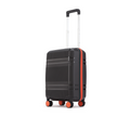 Small cabin suitcase, black with orange edge stripe, telescopic handle, eight wheels