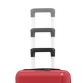 Red hard-shell cabin suitcase top view with stacked telescopic handles