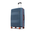 Hard-shell suitcase, blue with telescopic handle and 8 wheels