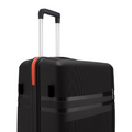 Black hard-shell suitcase with orange side stripe and telescopic handle