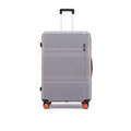 Grey large check-in suitcase with telescopic handle and red wheel accents