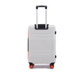 White medium check-in suitcase with telescopic handle and corner wheels, side view