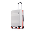 HRX Helium check-in suitcase, white shell with red trim and corner wheels