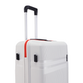 HRX Helium check-in suitcase, white top with red-trim zipper and black side latches