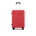 Red hard-shell medium suitcase with telescopic handle and four spinner wheels