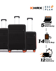 HRX by Hrithik Roshan Hard Body Set of 3 Luggage 8 Wheels - Helium