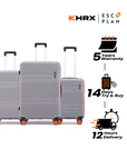 HRX by Hrithik Roshan Hard Body Set of 3 Luggage 8 Wheels - Helium