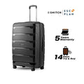 Large check-in trolley in dark shell with telescopic handle and spinner wheels