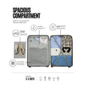2-piece trolley set with open interior packing compartments and mesh organizer