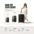 Medium grey polypropylene trolley set of 3 with telescopic handle