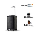 Black cabin trolley with telescopic handle and four spinner wheels, 56 cm size.