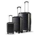 Three-piece polypropylene trolley set, black, with telescopic handles and 4 spinner wheels