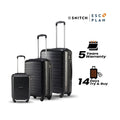 Black polypropylene trolley set with telescopic handles and 4 spinner wheels
