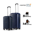 Navy polypropylene trolley suitcase set of 2 with telescopic handles and four spinner wheels