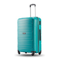 Large check-in trolley suitcase, teal polypropylene shell, telescopic handle, 4 spinner wheels